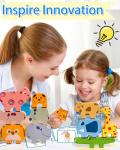 Vaiheng Toys for Toddlers 1-3, Montessori Toys for 1 2 3 4 Year Old Boys & Girls, Toy Age 2-4 0-2 Kids Baby, 1 2 3 Year Old Girls Boys Gifts, Wooden Animal Blocks Stacking Education Puzzles Toy