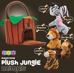Play22 6-Piece Plush Talking Jungle Animals Set with Carrier for Kids, Babies & Toddlers - Elephant, Tiger, Lion, Zebra, Monkey