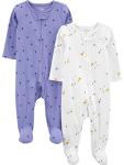 Simple Joys By Carter's Baby Girls Cotton Footed Play, Pack Of 2 And Toddler Sleepers, Violet/Ivory Duck, 6-9 Months US