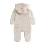 Baby Boys Girls One Piece Romper Cute Cartoon Bear Pattern Snowsuit Warm Winter Fleece Hooded Jumpsuit for 0-3 Month Baby Beige