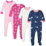 Gerber Baby Girls 4-Pack Footed Pajamas, Dreams Rainbows Pink, 12 Months