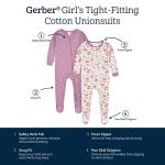 Gerber Baby Girls 4-Pack Footed Pajamas, Dreams Rainbows Pink, 12 Months
