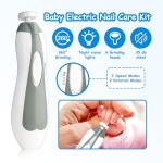 Baby Healthcare and Grooming Kit, 28 in 1 Portable Baby Essentials Kit Electric Nail Trimmer Set with Gas Relief Hair Brush Comb Nasal Aspirator for Newborn Boys Girls (Grey White)