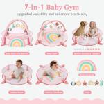 7-in-1 XL Large Baby Play Gym Mat, Tummy Time Mat, Baby Gym & Ball Pit, Baby Activity Mat with Milestone Cards & 6 Detachable Toys for Sensory Motor Skill, Rainbow