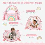 7-in-1 XL Large Baby Play Gym Mat, Tummy Time Mat, Baby Gym & Ball Pit, Baby Activity Mat with Milestone Cards & 6 Detachable Toys for Sensory Motor Skill, Rainbow