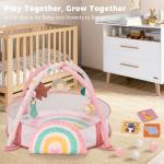 7-in-1 XL Large Baby Play Gym Mat, Tummy Time Mat, Baby Gym & Ball Pit, Baby Activity Mat with Milestone Cards & 6 Detachable Toys for Sensory Motor Skill, Rainbow