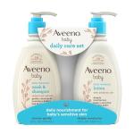 Aveeno Baby Daily Care Gift Set with Oat Extract & Prebiotic Oat, Contains Daily Moisturizing Body Lotion & Gentle 2-in-1 Baby Bath Wash & Shampoo, Hypoallergenic & Paraben-Free, Two Pack