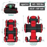 Mifold Hifold Adjustable Kids High Back Booster Car Seat with Strap – Racing Red