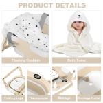 MoreFeel Collapsible Baby Bathtub for Newborn with Thermometer & 1 Hooded Towel & 1 Soft Floating Cushion,Portable Travel Bathtub with Drain Hole, Durable Foldable Baby Tubs for Infants to Toddler