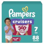 Pampers Diapers - Cruisers 360 - Size 7, 88 Count, Babyproof up to 100% Leakproof Pull-On Diaper