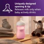 Philips Avent Natural Baby Bottles with Natural Response Nipples (Medium Flow, Flow 3), 9oz, Pink, 4-Pack, SCY903/14