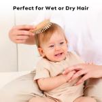 Yoofoss 4 Piece Baby Brush and Comb Set, Wooden Baby Brush with Natural Ultra Soft Goat Hair, Baby Hair Brush for Newborn, Baby Brush Set for Boy Girl