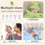 OFUSUY 6 PCS Baby Bath Towels, 3 PCS Animal Hooded Baby Towels & 3 PCS Washcloths, Baby Bath Towels for Infants & Toddlers - Soft & Ultra Absorbent, Cute Newborn Bath Essentials Gifts for Boys & Girls