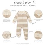 Burt's Bees Baby Boys' Organic Cotton Sleep and Play Footed Pajamas, One-piece Zip Front Romper, Baby Essentials