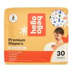 Hello Bello Premium Diapers Size 2 (10-16 lbs), Happy Camper Designs, 30ct Jumbo Pack