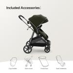 Mompush Wiz 2 in 1 Baby Stroller with Infant Pramette Mode, One Hand Fold Convertible Newborn to Toddler Stroller with Reversible Seat and Large UPF 50+ Canopy