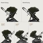 Mompush Wiz 2 in 1 Baby Stroller with Infant Pramette Mode, One Hand Fold Convertible Newborn to Toddler Stroller with Reversible Seat and Large UPF 50+ Canopy