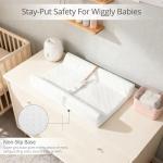 JVEOO Waterproof Baby Changing Pad, Non-Slip Wipeable Diaper Changing Mat with Safety Strap 32x16 Inch Infant Diaper Change Pad Suitable for Dresser & Table