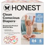 The Honest Company Comfort Dry Diapers, Hypoallergenic, Fragrance-Free, Sensitive Skin, Wingin' It + Catching Rainbows, Super Club Box Size 5 (27+ lbs), 84 Count