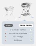 BALLA BALEIN Baby Bathtub with Stand, 2-in-1 Collapsible Bath Tubs for Newborn to Toddler, Infant Bathtub with Folding Stand, Portable Bathtub for Baby Including Soft Cushion, Storage Pad