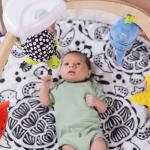 Melissa & Doug Ocean Wooden Baby Play Gym, Easy-Fold Baby Activity Center, 5 Washable Sensory Toys & Reversible Play Mat, Infant Toys, Ages 0–9 Months - FSC Certified