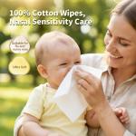 Winner 100% Cotton Dry Wipes, USDA Certified Baby Wipes, Soft & Gentle, Hypoallergenic & Unscented for Baby Sensitive Skin, Use Wet/Dry for Diaper Changes, Meals & Cleanup, Pack of 6, 600 pcs