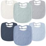 Susurration Muslin Baby Bibs 6 Pack Bandana Drool Bibs,Soft Square Adjustable Baby Drooling Bibs for Unisex Girls & Boys(Blue)