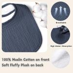 Susurration Muslin Baby Bibs 6 Pack Bandana Drool Bibs,Soft Square Adjustable Baby Drooling Bibs for Unisex Girls & Boys(Blue)