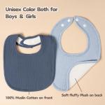 Susurration Muslin Baby Bibs 6 Pack Bandana Drool Bibs,Soft Square Adjustable Baby Drooling Bibs for Unisex Girls & Boys(Blue)