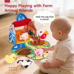 hahaland Baby Toys 6-12 Months - Surprise Barn with Stuffed Farm Animals with Real Sounds - Montessori Toys for 6 Month Old Baby Gifts Toddlers Sensory Toy 1 Year Old Boy Girl Gifts Infant Toys