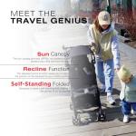 gb Pockit+ All-Terrain, Ultra Compact Lightweight Travel Stroller with Canopy and Reclining Seat in Velvet Black