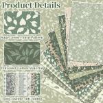Hahafelt 10 Pcs Sage Green Floral Quilting Fabric 18 x 22 Inch Spring Leaves Fabric Jelly Sage Green Flower Precut Quilting Strips for Spring Summer Craft Sewing DIY