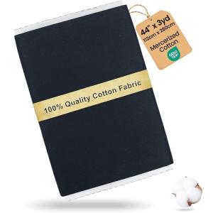 Craftido-19 Options-100% Cotton Fabric by The Yard in Solid Color 44”Wide by 3yd (9 ft) -Medium Weight 5.2 oz-Soft Cotton for Quilting, Sewing, Crafts, Binding, Backing and Lining - Black