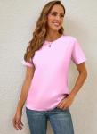 100% Cotton Light Pink Basic T Shirts for Women, Crew Neck Short Sleeve Shirts, Loose Fit Plain Workout Tshirts, Tops, Undershirts
