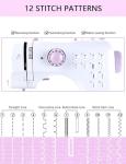 LoMoTive Sewing Machine for Beginners - Portable Electric Hand Mini Sewing Machine 12 Built-In Stitches with 2 Speed Foot Pedal Small Handheld Maquina de Coser Purple