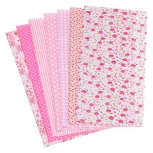 PATIKIL Cotton Fabric Bundles, 7 Pcs 10 x 10 Inch Pure Cotton Fat Quarter Floral Printed Precut Fabric Squares for Sewing Patchwork Quilting DIY Crafts, Pink