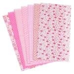 PATIKIL Cotton Fabric Bundles, 7 Pcs 10 x 10 Inch Pure Cotton Fat Quarter Floral Printed Precut Fabric Squares for Sewing Patchwork Quilting DIY Crafts, Pink
