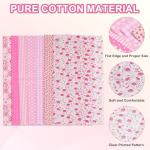 PATIKIL Cotton Fabric Bundles, 7 Pcs 10 x 10 Inch Pure Cotton Fat Quarter Floral Printed Precut Fabric Squares for Sewing Patchwork Quilting DIY Crafts, Pink