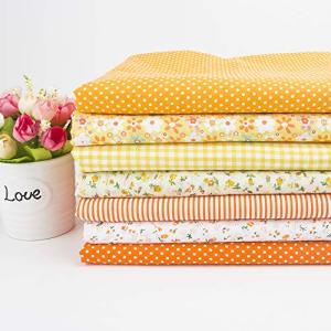 7Pcs 20" x 20" Cotton Fabric DIY Making Supplies Quilting Patchwork Fabric Fat Quarter Bundles DIY for Quilting Cotton Patchwork Cushions (Orange, 20" x 20")