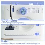 Stoigeld Sewing Machine for Beginners with 20Pcs Fabric & 32Pcs Sewing Threads Kit,Portable Sewing Machine with 12 Built-in Stitches & 2 Speed(High-Low Speeds)-BW