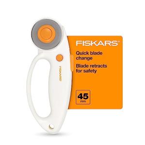 Fiskars 45mm Rotary Cutter for Fabric with Ergonomic Loop Grip, Premium Steel Rotary Fabric Cutter Blade for Precise Cuts, Arts and Crafts, Sewing Supplies and Quilting Tools