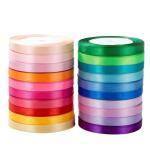 LIUYAXI 500 Yard Fabric Ribbon Satin Ribbon Rolls Silk Satin Roll, 25 Yard/Rolls, 20 Rolls, Satin Ribbon for Gift Package Wrapping Ribbon Bow Making Crafts Sewing Party Wedding, 2/5 Inch Wide
