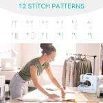 Mini Sewing Machine for Beginners, Portable Electric Sewing Machine with Dual Speed, 12 Built-in Stitches, Foot Pedal, and Accessories Kit for Home DIY Projects & Gift, Blue