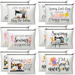 Reginary 12 Pcs Sewing Makeup Bag Sewing Gifts for Quilters Quilt Cosmetic Travel Bags Organizer Zipper Pouch for Women Quilting Gifts