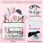 Reginary 12 Pcs Sewing Makeup Bag Sewing Gifts for Quilters Quilt Cosmetic Travel Bags Organizer Zipper Pouch for Women Quilting Gifts