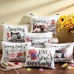 Reginary 12 Pcs Sewing Makeup Bag Sewing Gifts for Quilters Quilt Cosmetic Travel Bags Organizer Zipper Pouch for Women Quilting Gifts