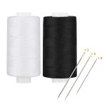 Simthread All Purpose Thread Polyester 400 Yards Each (1 White 1 Black)