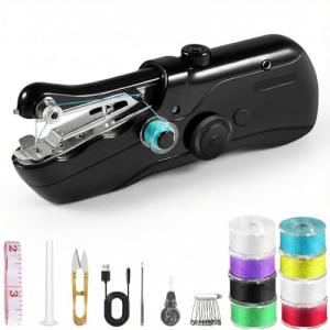 Portable Handheld Sewing Machine for Adults - Mini Hand Held Sewing Stitching Machine for Beginners - Small Cordless for Home Travel Clothes DIY Fabric (Black)