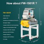 PROEMB FW-1501R 15 Needles Embroidery Machine 24x16" Embroidery Area,1200SPM Max Speed Multi Needle with 10" Touch Screen,Commercial Embroidery Machine for 3D Hats, Flat, T-shirt, hoodies and more