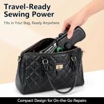 Portable Handheld Sewing Machine for Adults - Mini Hand Held Sewing Stitching Machine for Beginners - Small Cordless for Home Travel Clothes DIY Fabric (Black)